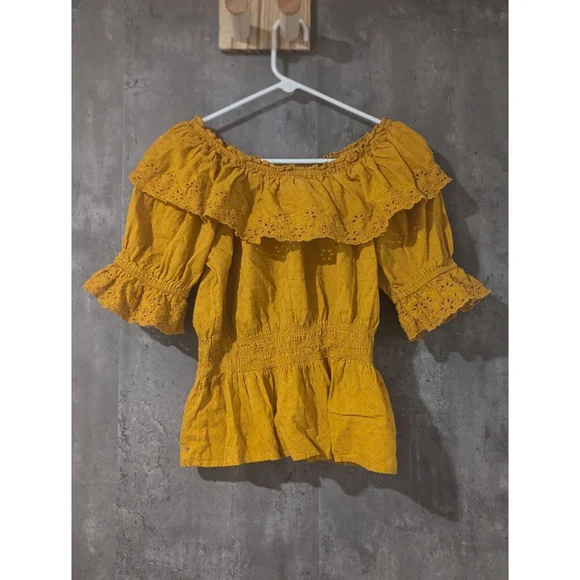 Women's Universal Thread Yellow Blouse S - Picture 3 of 5